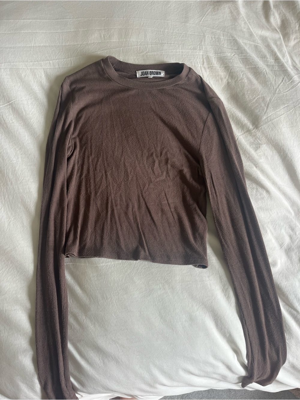 Joah Brown Chocolate Brown Long-Sleeve Crop Top